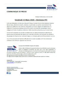 communiqué décision FFC 13 mars 2020